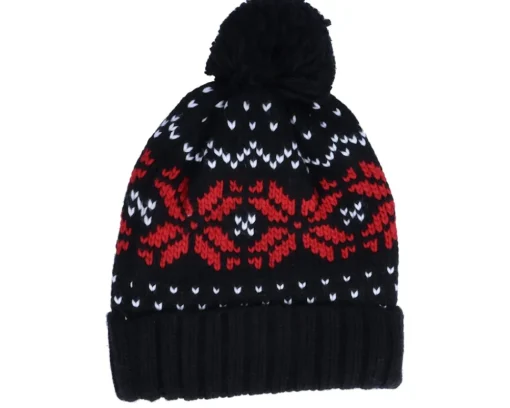 Fair Isle Snowstar® Beanie French Navy/White Pom - Beechfield
