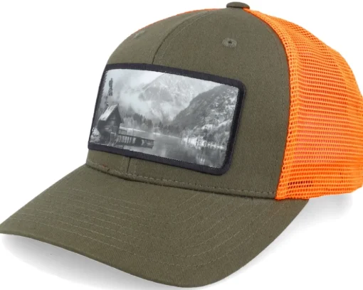 Fishing Hut Wide Patch Retro Black Trucker - Hunter