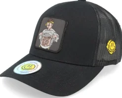 Flexing Abs Patch Black A-framed Trucker - Lucid Smile