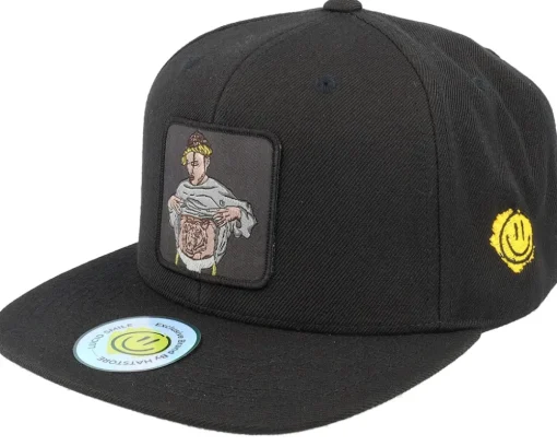 Flexing Abs Patch Black/Black Snapback - Lucid Smile