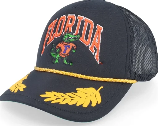Florida Gators Gold Leaf Hwc Black Trucker - Mitchell & Ness