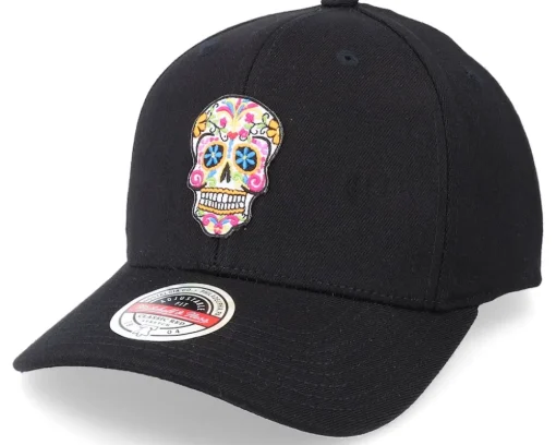 Flowers Skull Patch 110 Black Adjustable - Calaveras