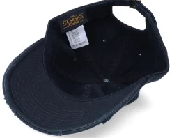 Flowers Skull Patch Black Destroyed Dad Cap - Calaveras
