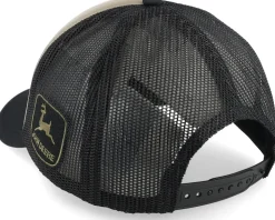Foam-backed Poly Mesh Black/Khaki Trucker - John Deere