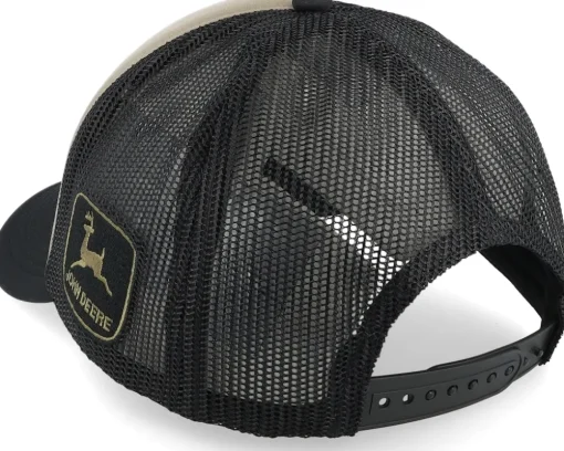 Foam-backed Poly Mesh Black/Khaki Trucker - John Deere