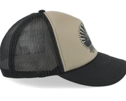 Foam-backed Poly Mesh Black/Khaki Trucker - John Deere