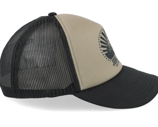 Foam-backed Poly Mesh Black/Khaki Trucker - John Deere