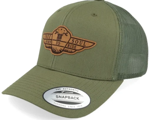 Free Soul Biker Patch Buck Green Trucker - Born To Ride