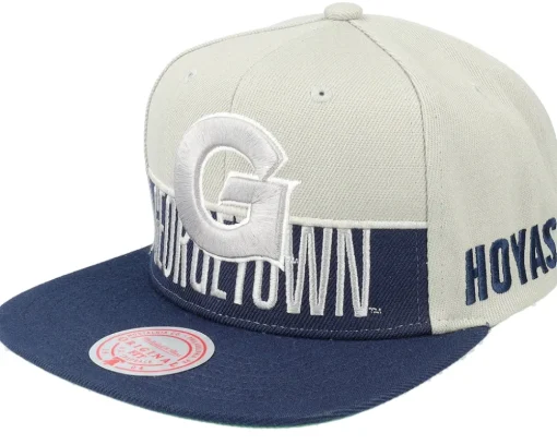 Georgetown Hoyas Half & Half Navy/Grey Snapback - Mitchell & Ness
