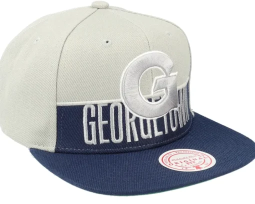 Georgetown Hoyas Half & Half Navy/Grey Snapback - Mitchell & Ness