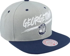 Georgetown Hoyas Transcript Grey/Navy Snapback - Mitchell & Ness