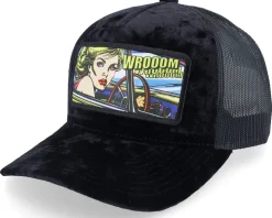 Girl Driving Pop Art Velvet Black A-Frame Trucker - Calza Pennello