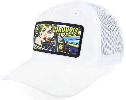 Girl Driving Pop Art Velvet Black A-Frame Trucker - Calza Pennello