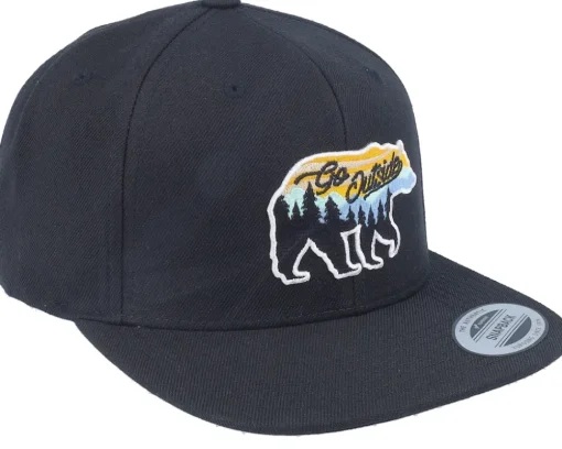 Go Outside Bear Black Snapback - Wild Spirit