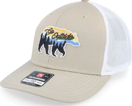 Go Outside Bear Khaki/White Trucker - Wild Spirit