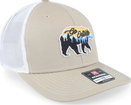 Go Outside Bear Khaki/White Trucker - Wild Spirit