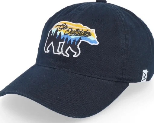 Go Outside Bear Wai Washed Cotton Black Mom Cap - Wild Spirit