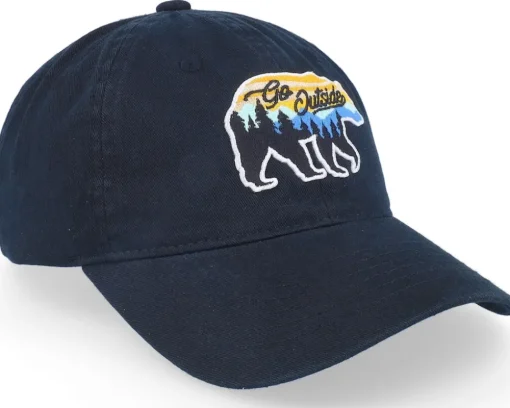 Go Outside Bear Wai Washed Cotton Black Mom Cap - Wild Spirit
