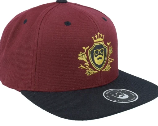 Golden Crest Maroon/Black/Gold Snapback - Bearded Man