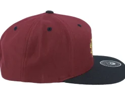 Golden Crest Maroon/Black/Gold Snapback - Bearded Man