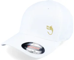 Golden Fish Hook Logo White Flexfit - Skillfish