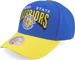 Golden State Warriors Boom Text Pro Blue/Yellow Adjustable - Mitchell & Ness