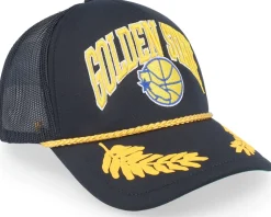 Golden State Warriors Gold Leaf Black Trucker - Mitchell & Ness