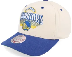Golden State Warriors Horizon Pro Off White/Blue Adjustable - Mitchell & Ness