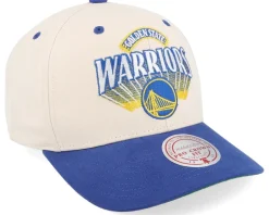 Golden State Warriors Horizon Pro Off White/Blue Adjustable - Mitchell & Ness