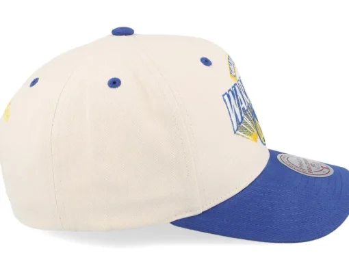 Golden State Warriors Horizon Pro Off White/Blue Adjustable - Mitchell & Ness