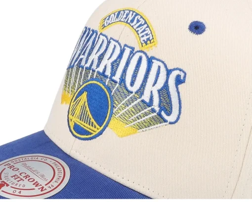 Golden State Warriors Horizon Pro Off White/Blue Adjustable - Mitchell & Ness