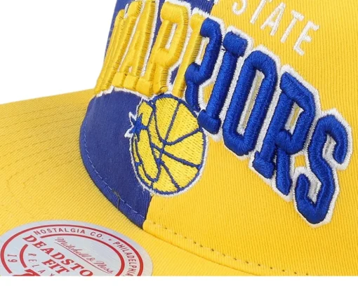 Golden State Warriors Pinwheel Of Fortune Yellow/Royal Snapback - Mitchell & Ness