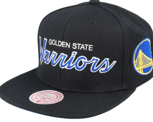 Golden State Warriors Team Script 2.0 Black Snapback - Mitchell & Ness