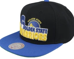 Golden State Warriors Text Stack 1 Black/Blue Snapback - Mitchell & Ness
