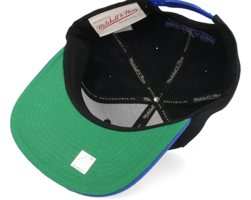 Golden State Warriors Text Stack 1 Black/Blue Snapback - Mitchell & Ness