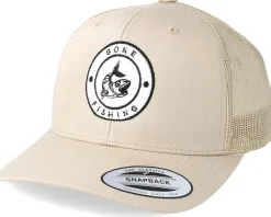 Gone Fishing Logo Khaki Trucker - Hunter