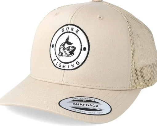 Gone Fishing Logo Khaki Trucker - Hunter