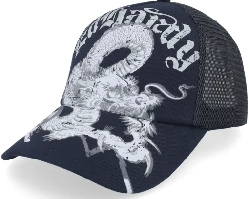 Goth Dragon Twill Front Mesh Black A-Frame Trucker - Ed Hardy