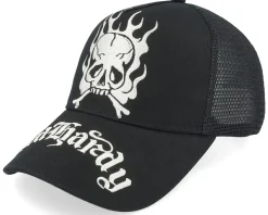 Gothic Skull In Flames Black/Black A-Frame Trucker - Ed Hardy