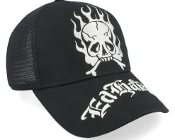 Gothic Skull In Flames Black/Black A-Frame Trucker - Ed Hardy