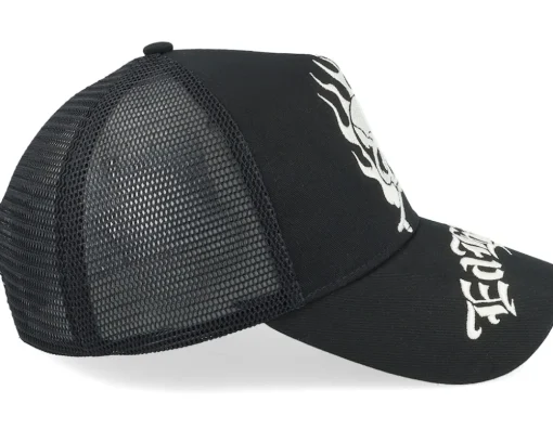 Gothic Skull In Flames Black/Black A-Frame Trucker - Ed Hardy