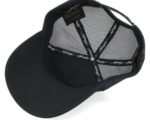 Gothic Skull In Flames Black/Black A-Frame Trucker - Ed Hardy