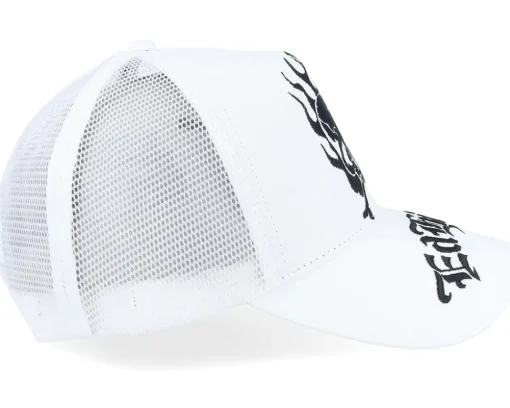 Gothic Skull In Flames White/White A-Frame Trucker - Ed Hardy