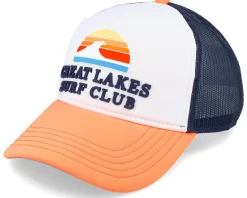Great Lakes Riptide Valin White/Navy/Light Orange Trucker - American Needle
