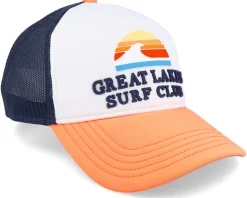 Great Lakes Riptide Valin White/Navy/Light Orange Trucker - American Needle