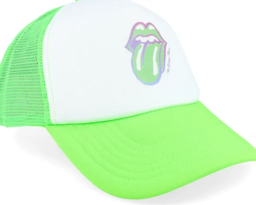 Green Painted Tounge Green/White Foam Trucker - The Rolling Stones