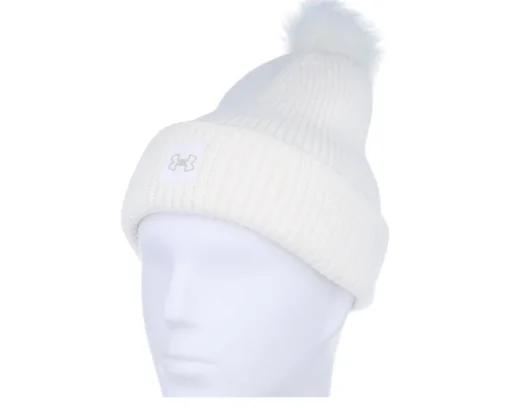 Halftime Ribbed White/White/Ghost Gray Pom - Under Armour