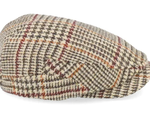 Harris Tweed Glen Check Beige Flat Cap - CTH Ericson