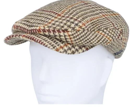 Harris Tweed Glen Check Beige Flat Cap - CTH Ericson
