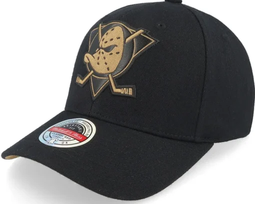 Hatstore Exclusive x Anaheim Ducks TKO Leather Logo NHL Bronze/Black Adjustable - Mitchell & Ness